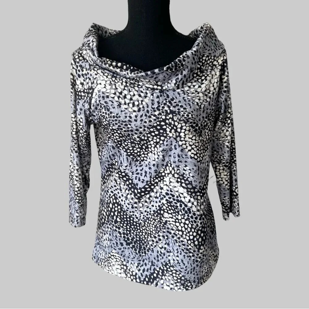 NWT Vintage Andria Lieu Leopard Print Cowl Neck Top Made in USA